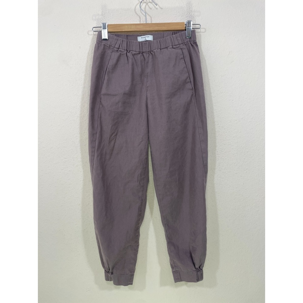 Aritzia Babaton Joggers Womens XS‎ Linen Blend Crop Pull On Mocha Brown Pants